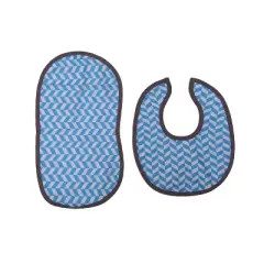 Bacati - Houndstooth/Herringbone Muslin 4 pc set of Bibs/Burpies Aqua