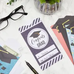 Paper Junkie 36 pack Bulk 2023 Graduation Money Holder Gift Cards with Envelopes for School & College, 6 Designs, 7.2 x 3.5 in
