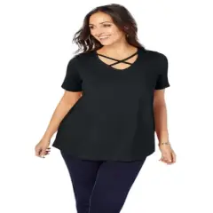 Jessica London Women&rsquo;s Plus Size Crisscross Strap Tee
