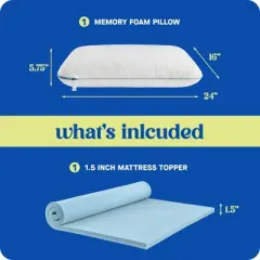 Sealy Dreamlife 1.5" Medium Topper Twin Long and Molded Pillow Bundle