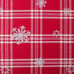 KOVOT Tablecloth - Red & White Plaid with Foil Accents Snowflakes -100% Cotton Table Cover for Christmas, Winter & Holiday's