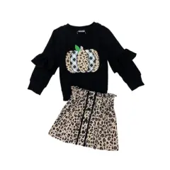 Girls Wild Pump-Queen Leopard Skirt Set - Mia Belle Girls