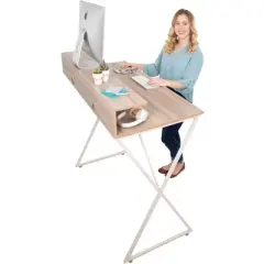 Joy Standing Desk 48&rdquo; Stand-up Workstation with Cubbies &ndash; Wood Grain Finish &ndash; Stand Steady