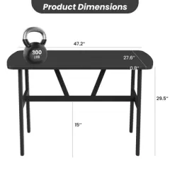 GlasFlength Desks, Large Rectangular Modern Dining Table, for Kitchen, Dining room, Black, 47.2"*27.6"*29.5"*