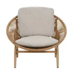 Outdoor Wicker Papasan Lounge Chair,UV Resistant Outdoor Lounge Chair with Cushion,Rattan Lounge Chair for Patio or Garden-Cuddlewood