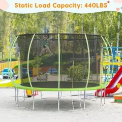 GustoWave Trampoline 16FT with Enclosure & Ladder, ASTM Approved Heavy-Duty Outdoor Recreational Trampoline for Kids Adults
