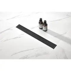 Linear Shower Drain with Removable Quadrato Pattern Grate, 304 Stainless Shower Drain Included Hair Strainer and Leveling Feet