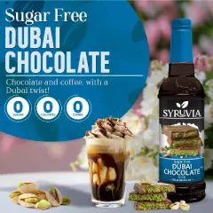 Syruvia Sugar Free Dubai Chocolate Syrup for Coffee 25.4 fl oz Premium Coffee Flavoring Syrup