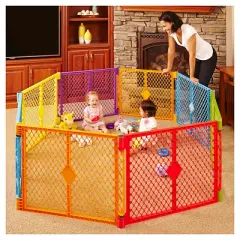 Toddleroo by North States Superyard Colorplay 8 Panel Freestanding Gate