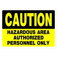 Hillman English Yellow Caution Hazardous Area Sign 10 in. H X 14 in. W - Case of 6