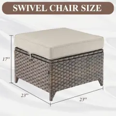 Gymojoy Wicker Ottomans Outdoor Wicker Footstool Set of 2