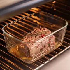 OU Glass Food Storage Container Set 8pc (set of 4) Microwave, Freezer & Dishwasher Safe, Airtight Leak Proof Lid with Microwave Valve, Stackable