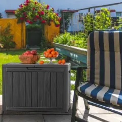 INFURNIC Deck Boxes, Outside Storage Box Container with Handle for Storage Patio Furniture, Garden Tools, Pool Supplies, Black, 30.75"*17.1"*21.85"