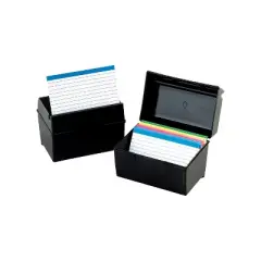 Oxford Plastic Index Card File 500 Capacity 8 5/8w x 6 3/8d Black 01581