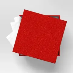 Christmas Wrap Essentials Medium Square Box Red Glitter - Wondershop&trade;