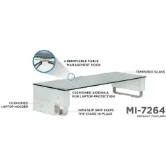 Mount-It! Tempered Glass & Aluminum Computer Monitor Stand with Brushed Aluminum Legs | 66 lbs. Weight Capacity