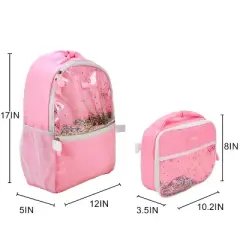 Packed Party Silver & Black Confetti Pink 17" Backpack With Lunchbox