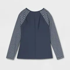 Long Sleeve Colorblock with Zip-Front Rash Guard Maternity Top - Isabel Maternity by Ingrid & Isabel&trade; Blue Striped