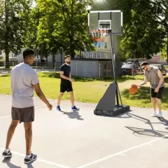 SKONYON 54" Portable Basketball Hoop 7.5ft - 10ft Height Adjustable Basketball Goal for Indoor & Outdoor Play