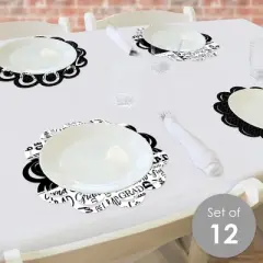 Big Dot of Happiness Black and White Grad Best is Yet to Come Graduation Party Round Table Decorations Paper Chargers Place Setting For 12