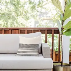 Deny Designs Kierkegaard Design Studio Organic Stripe Square Outdoor Throw Pillow Black/Cream