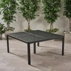 Gulches Patio Dining Tables - 61-Inch Antique Matte Black Woven Design