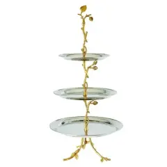Jiallo  Gilt Leaf 3-tier Tray