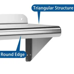 Stainless Steel Shelf Wall Mounted, NSF Commercial Wall Shelf, Floating Shelving for Kitchen, Restaurant, Home, Hotel