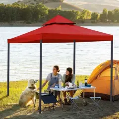 Yescom 10x10Ft UV30+ Gazebo Replacement Top for 2 Tier Outdoor Canopy Cover Patio Backyard Party Deck Red