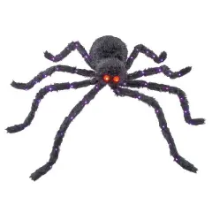 ATC 4 Ft. 3" Light-Up Fuzzy Black Spider Halloween Decoration - Black