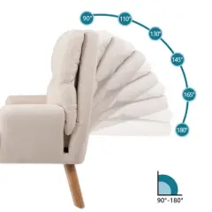 Sapphtopaz Modern Accent Chair with Ottoman Set, Living Room Chairs with Wood Legs Adjustable Backrest, Lounge Chair for Living Room, Bedroom, Office