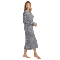Softies Heathered Marshmallow 42" Crew Neck Lounge Dress with Pockets