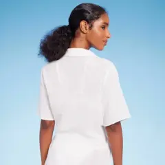 Women's Button-Up Tie-Front Cover Up Top - Shade & Shore&trade; Off-White