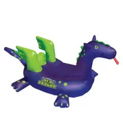 Swimline 89" Water Sports Inflatable Sea Dragon Swimming Pool Ride-On 2-Person Float Toy - Purple/Green