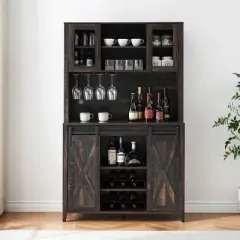 Whizmax Farmhouse Bar Cabinet with Sliding Barn Door for Kitchen, Dining Room