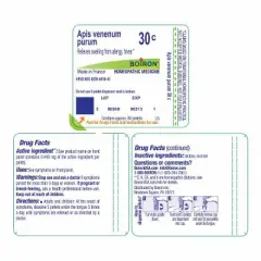 Apis Venenum Purum 30C by Boiron Homeopathic Single Medicine For First Aid  -  80 Pellet