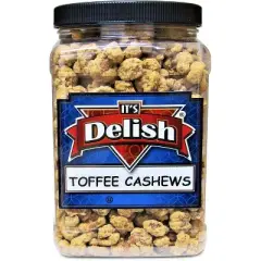 Toffee Coated Cashews by It's Delish, 2.3 LBS Container Jar