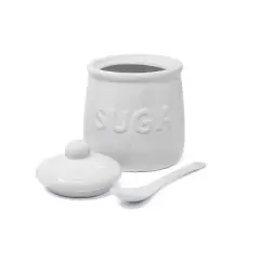 Kovot 10 oz Ceramic Sugar Jar & Spoon Set | White
