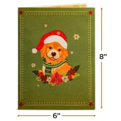 Paper Love 3D Christmas Dog Pop Up Card, 100% Recycled and Eco-Friendly, 8" x 6" Cover - With Envelope and Note Tag