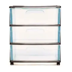 Homz Plastic 3 Clear Drawer Compact Home Rolling Storage Container Tower for Small to Medium Sized Items, White Frame