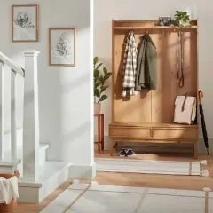Wood & Cane Transitional Entryway Bench & Hall Tree with Drawers - Natural - Hearth & Hand&trade; with Magnolia