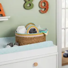 Braided Water Hyacinth Diaper Caddy with Coiled Rope Handles - Pink - Cloud Island&trade;