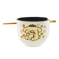 Silver Buffalo Sanrio Pompompurin 20-Ounce Ramen Bowl With Chopsticks and Spoon