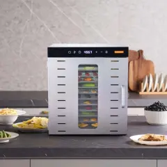 VEVOR Food Dehydrator Machine, 10 Stainless Steel Trays, 1000W Electric Food Dryer with Digital Adjustable Timer & Temperature, Silver