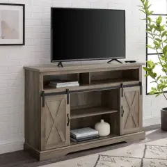 Transitional Sliding Barndoor Highboy TV Stand for TVs up to 58" - Saracina Home