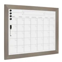 23" x 29" Beatrice Framed Magnetic Dry Erase Monthly Calendar Gray - DesignOvation
