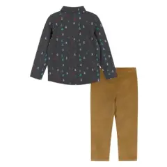 Andy & Evan  Infant  Boys Heather Charcoal Yeti Knit Pique Buttondown Set