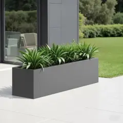 Lirago 36" Modern Large Rectangular Outdoor Metal Planter Box Galvanized Garden Box with Mixed Greenery for Patio Garden Decor Gray