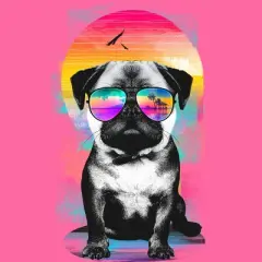 Women's Design By Humans Summer Pug By clingcling Racerback Tank Top