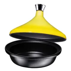 Bruntmor 4 Quart All Clad Tagin Cooking Pot - Dish With Yellow Colour Diffuser
